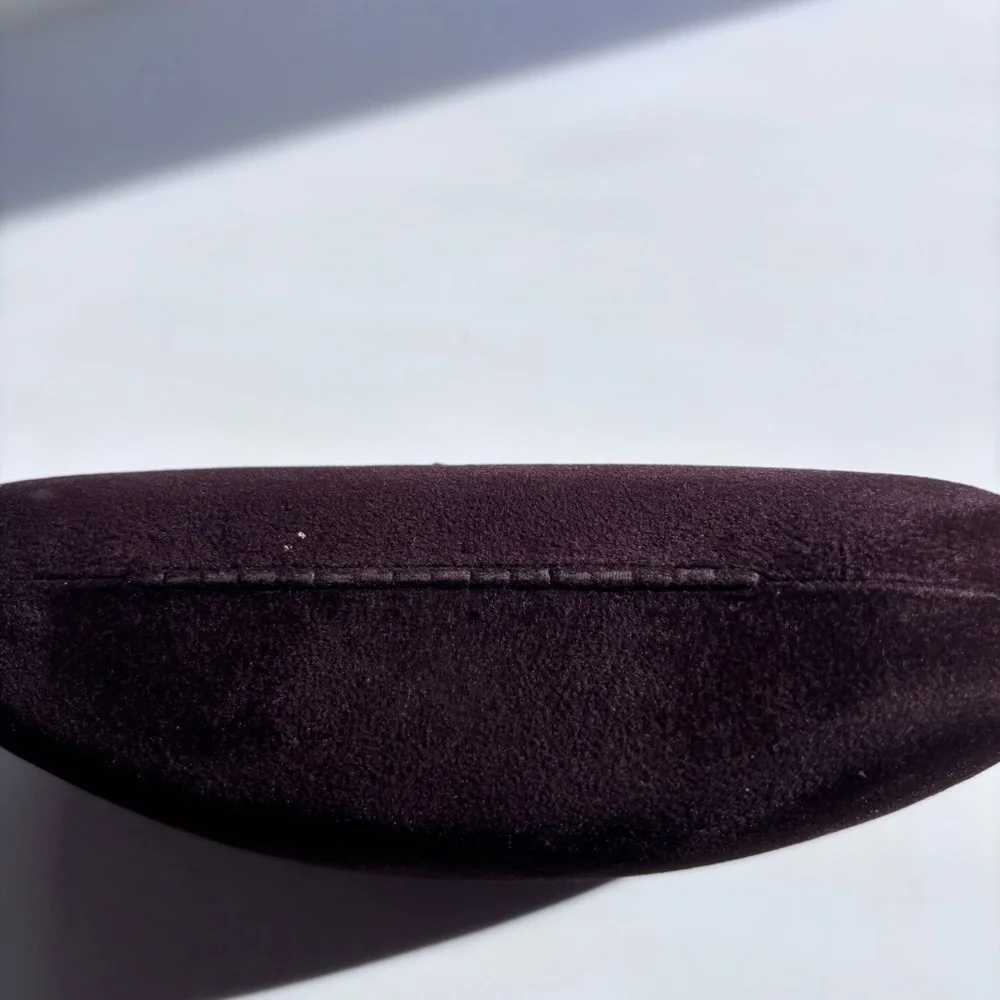 Tom Ford Velvet Sunglasses Case in Dark Brown with Gold Logo